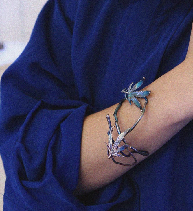 Браслет Flora в серебре, Каннабис , фото 2