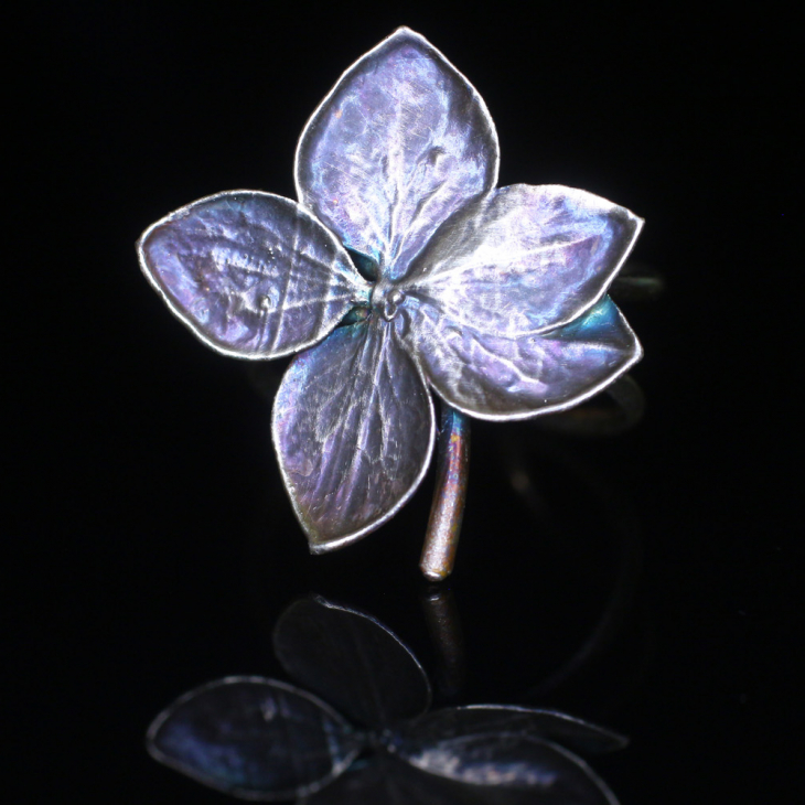 Cuff in silver, Hydrangea , фото 3