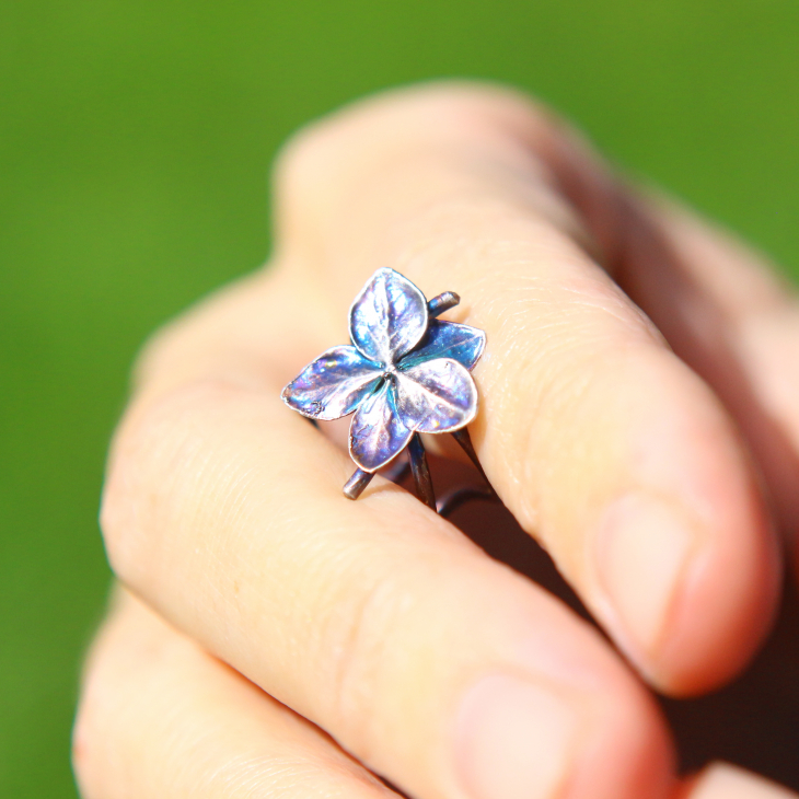 Cuff in silver, Hydrangea , фото 6