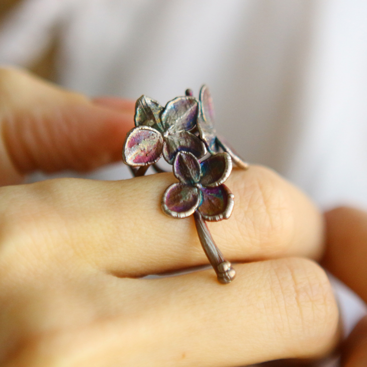 Cuff in silver, Hydrangea, фото 4