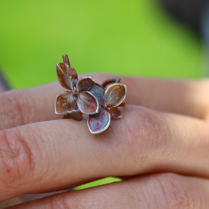 Cuff in silver, Hydrangea , фото 2