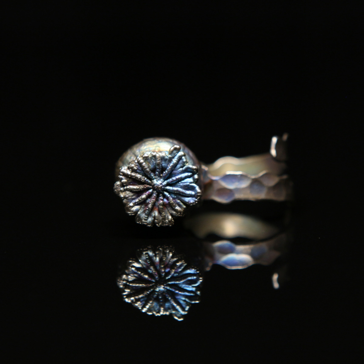 Кольцо в серебре Flora, Мак, фото 2