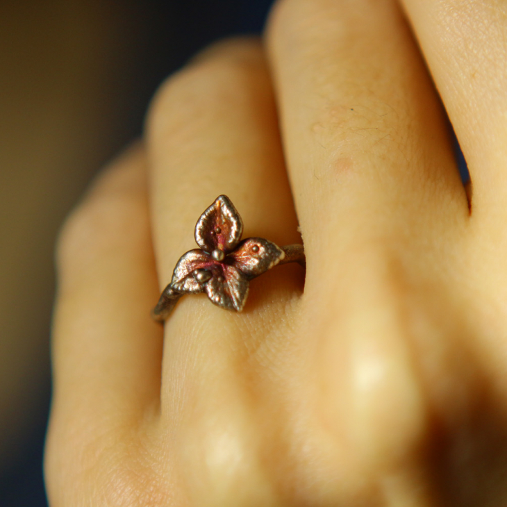 Ring in silver, Hydrangea , фото 1