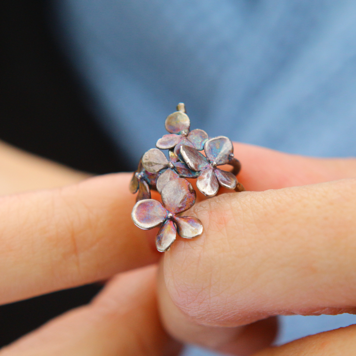 Cuff in silver, Hydrangea, фото 2